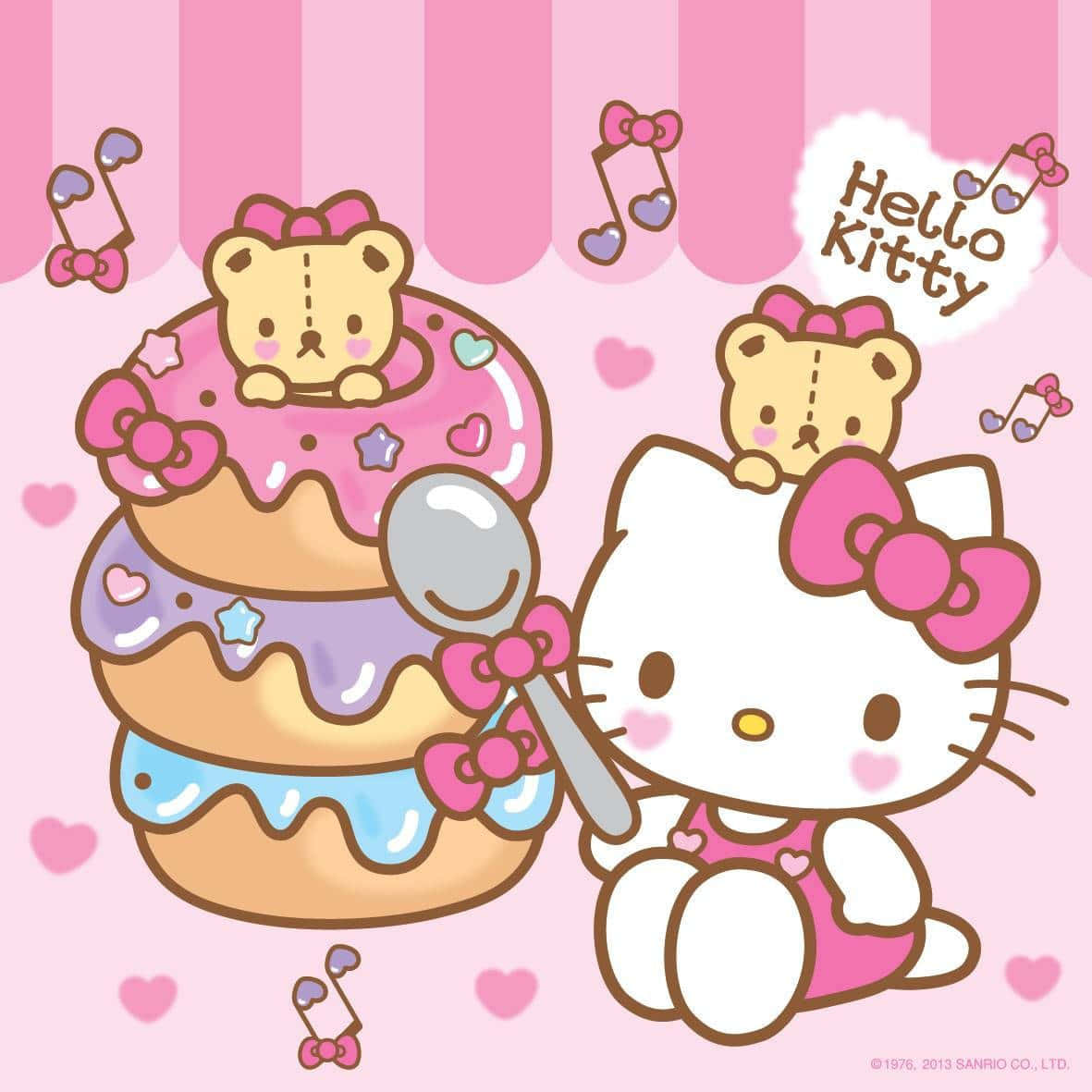 Hello Kitty, pink dress, giant layered cake, SD Desktop Wallpaper