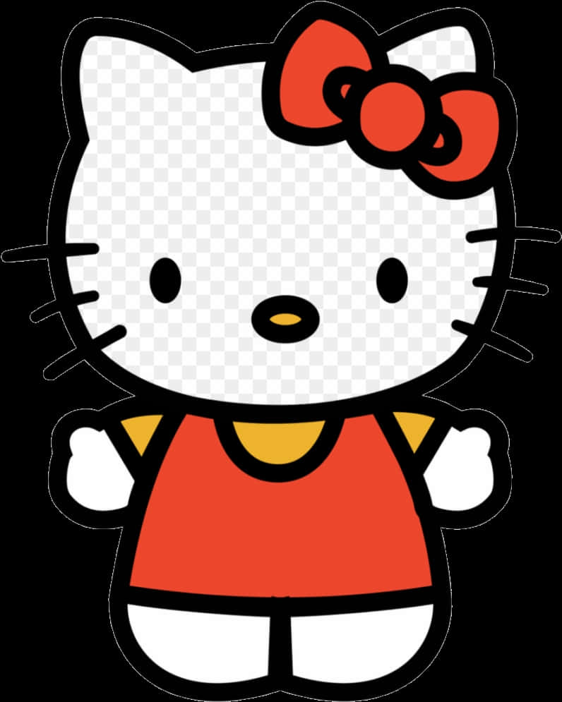 Hello Kitty, classic pose, red bow, SD Phone Wallpaper