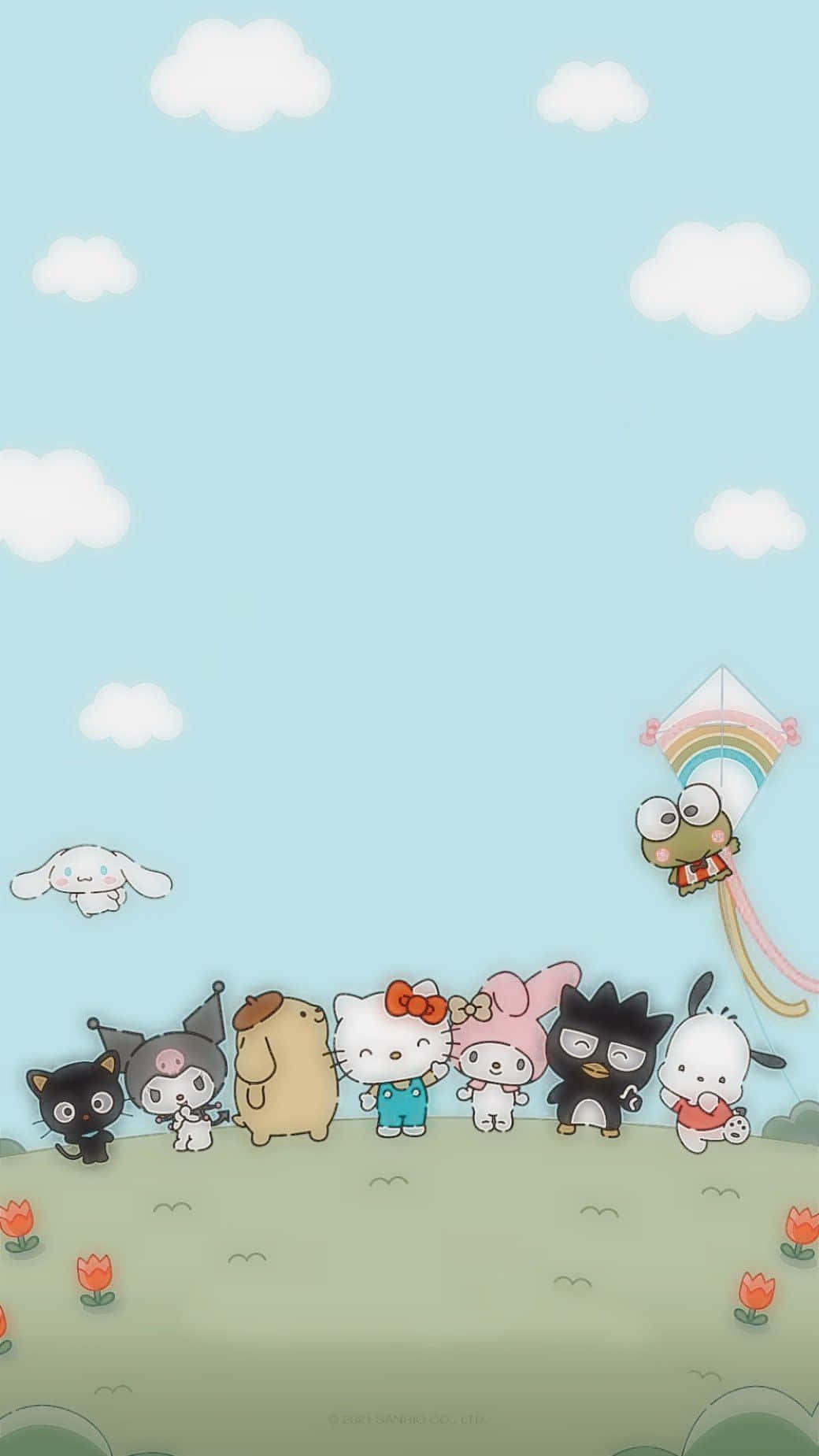 Hello Kitty And Friends, cute cartoon characters, grassy hill, HD Phone Wallpaper