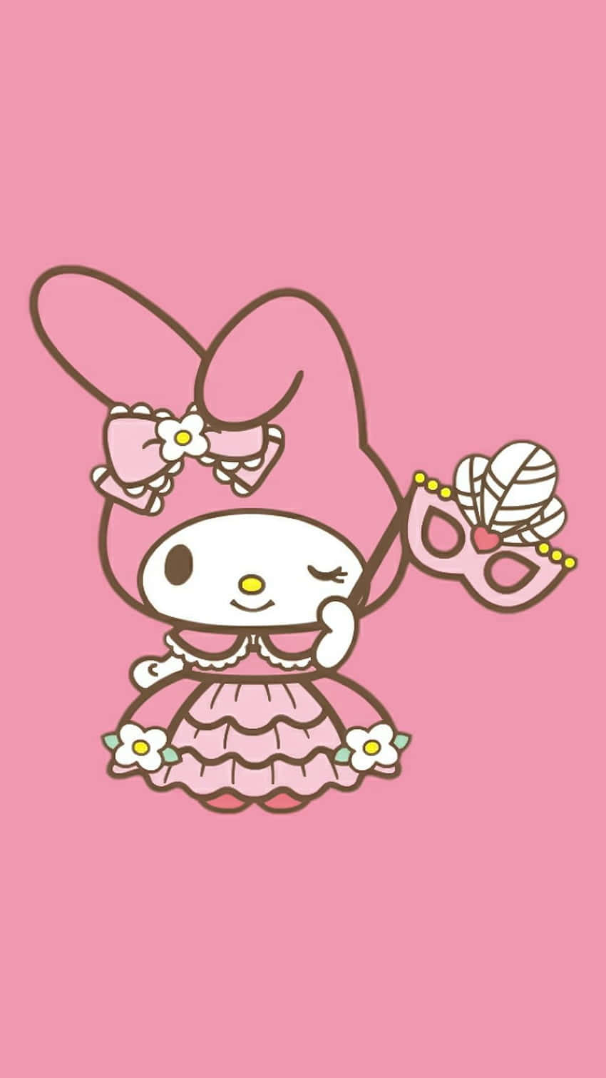 Hello Kitty, pink dress, white flowers, HD Phone Wallpaper
