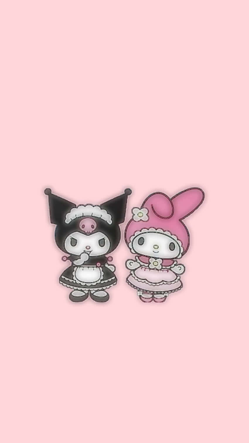 Hello Kitty Friends, pink background, black character, HD Phone Wallpaper