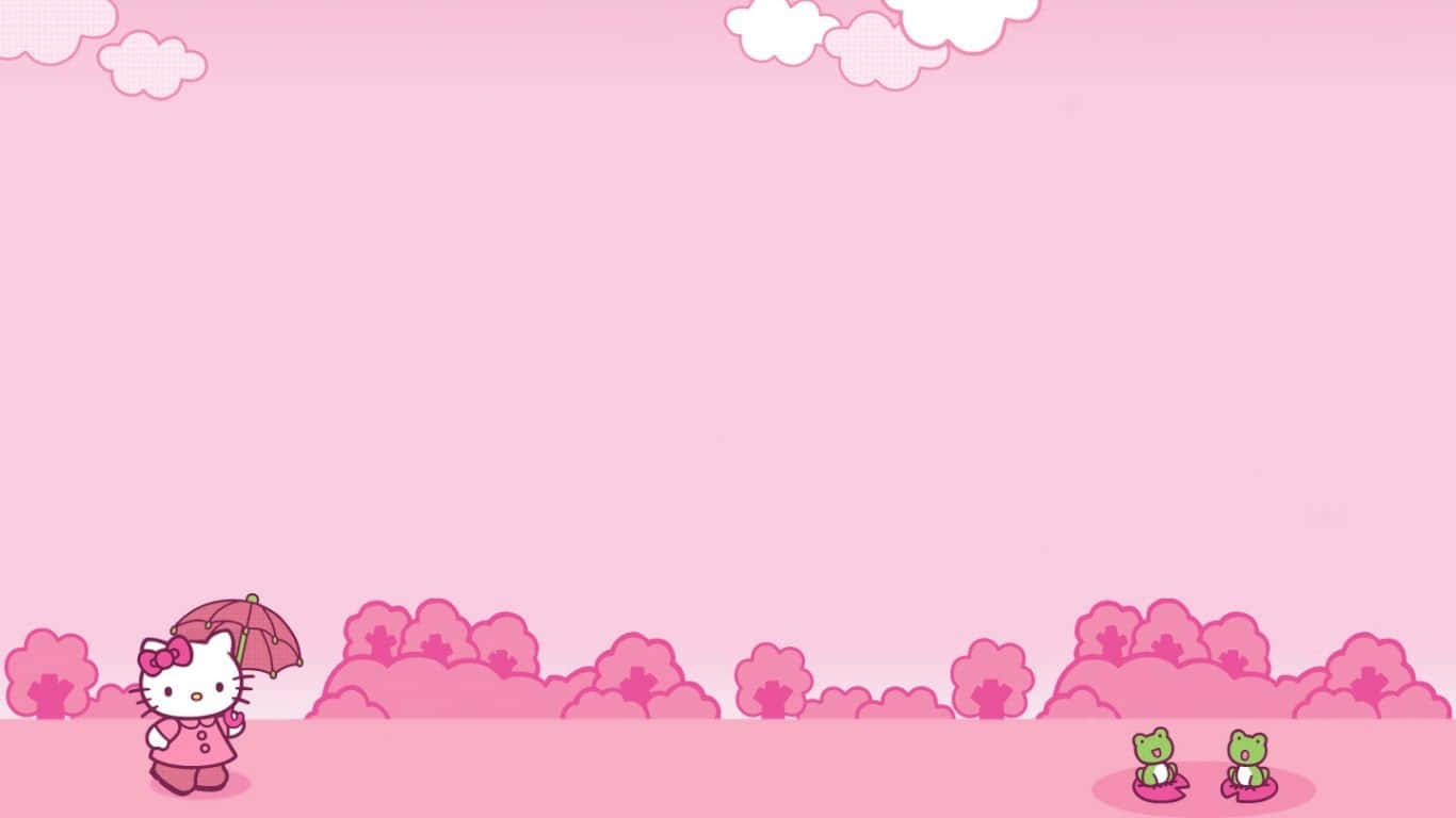 Hello Kitty, pink dress, umbrella, HD Desktop Wallpaper