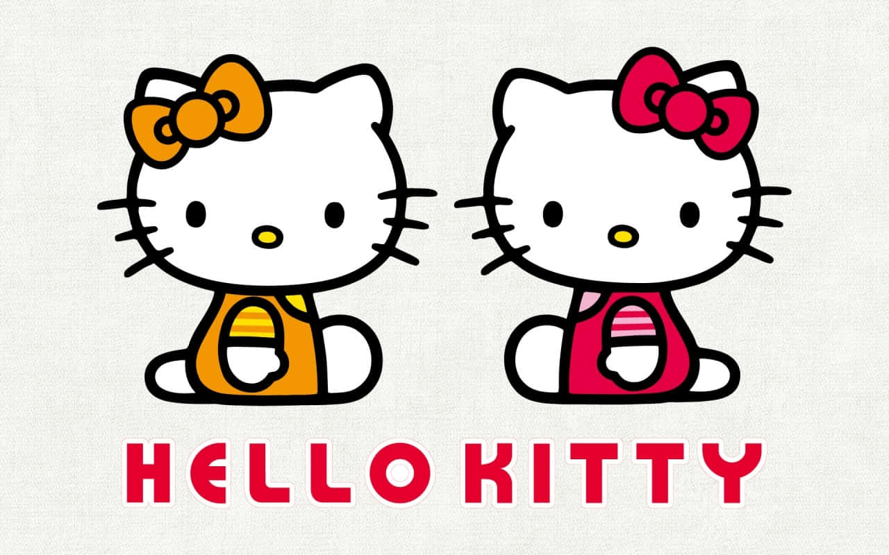 Hello Kitty, twin poses, colorful outfits, HD Desktop Wallpaper