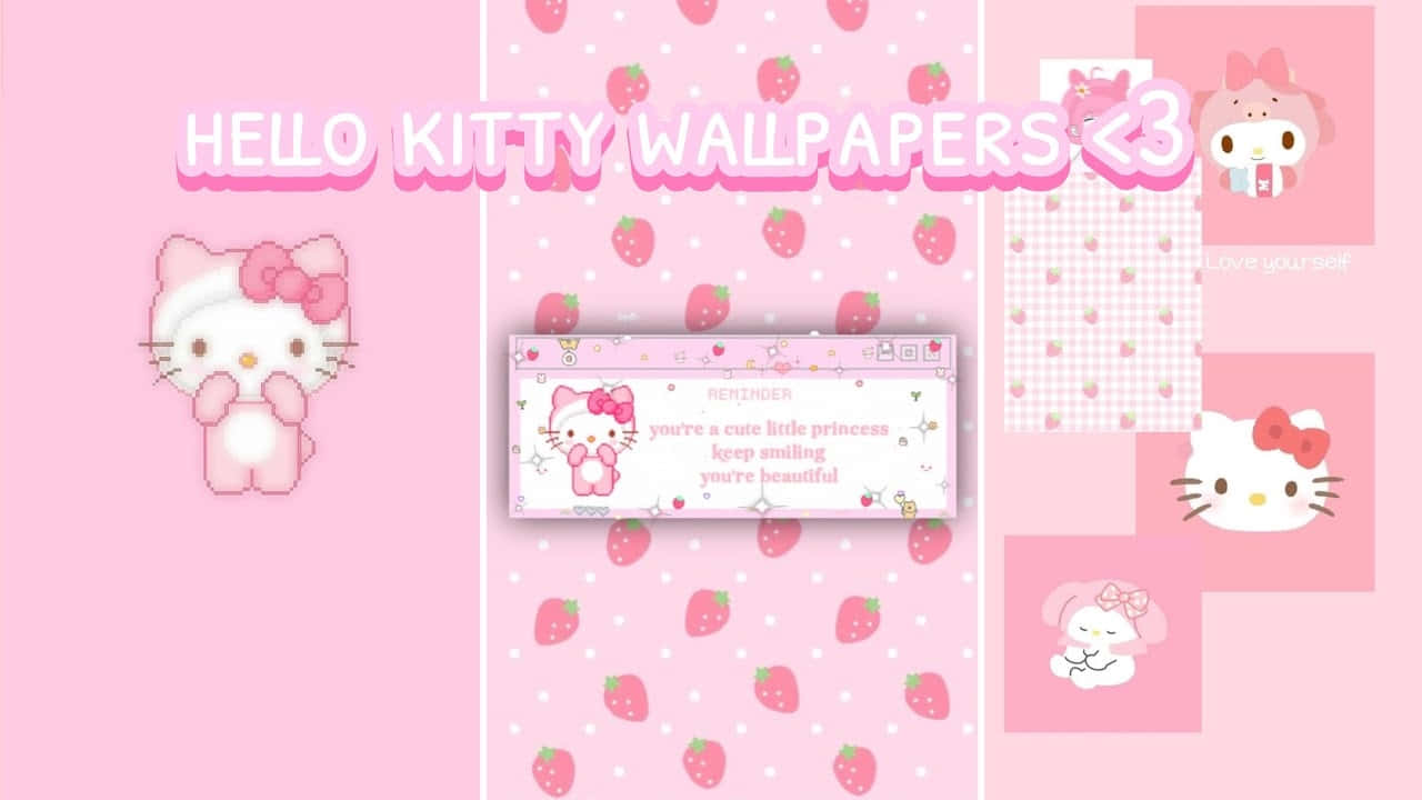 Hello Kitty, Friends Aesthetic, pink backgrounds, HD Desktop Wallpaper