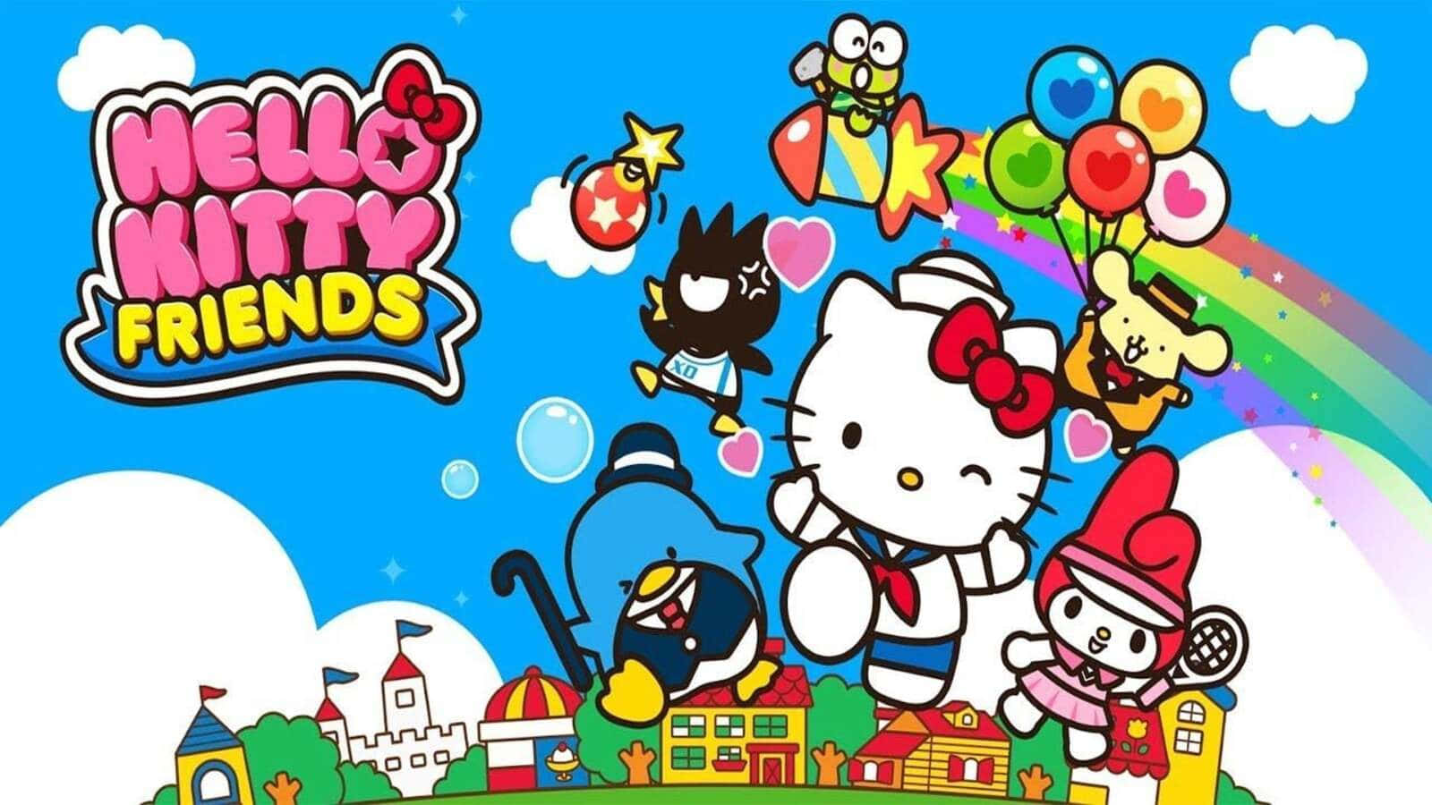 Hello Kitty, friends, colorful town, HD Desktop Wallpaper
