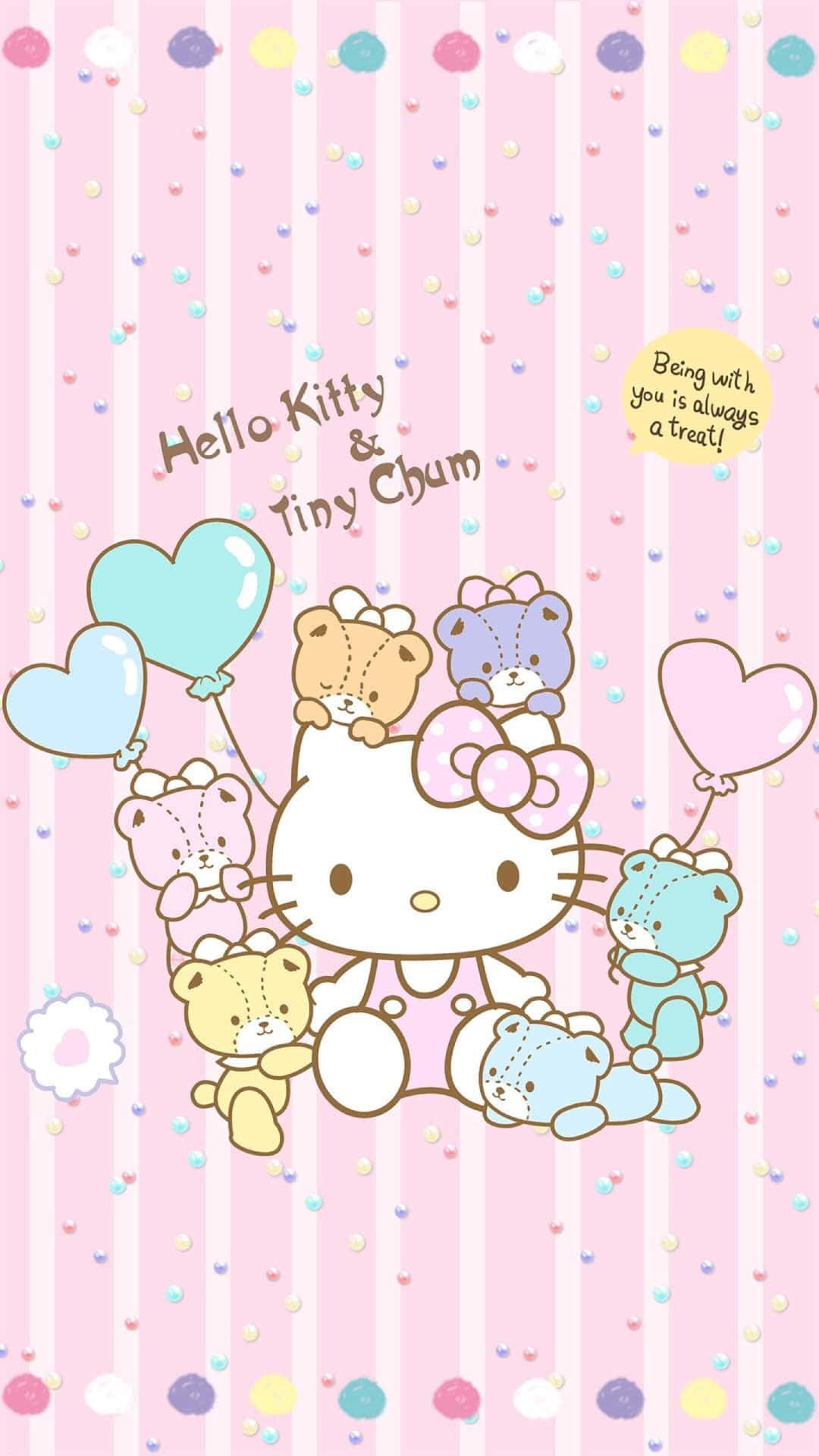 Hello Kitty, Friends, heart balloons, Full HD Phone Wallpaper