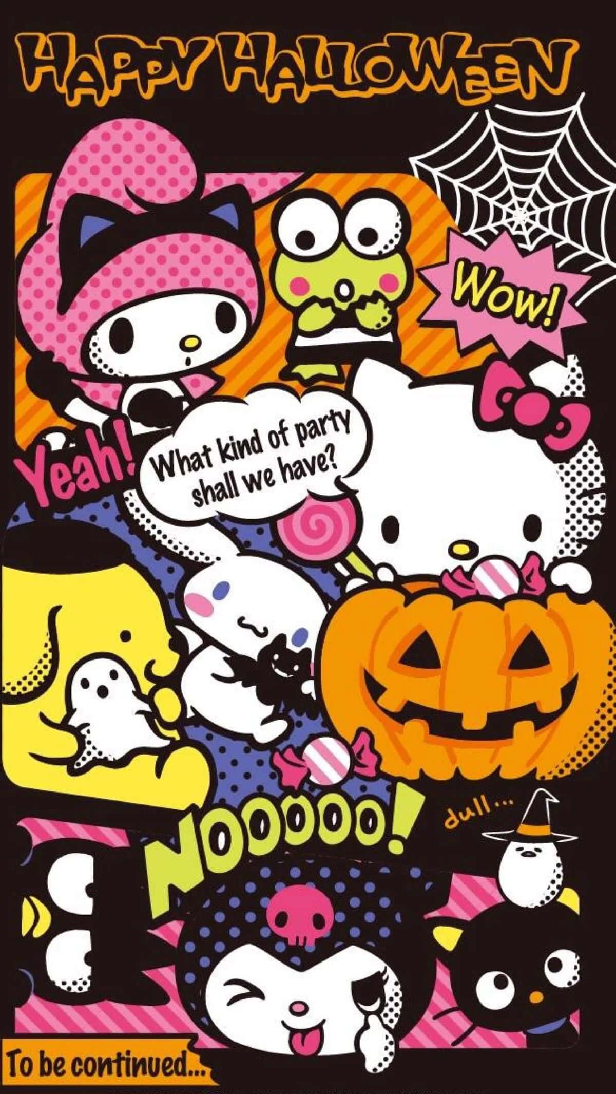Hello Kitty and Friends, Halloween costumes, pumpkins, Full HD Phone Wallpaper