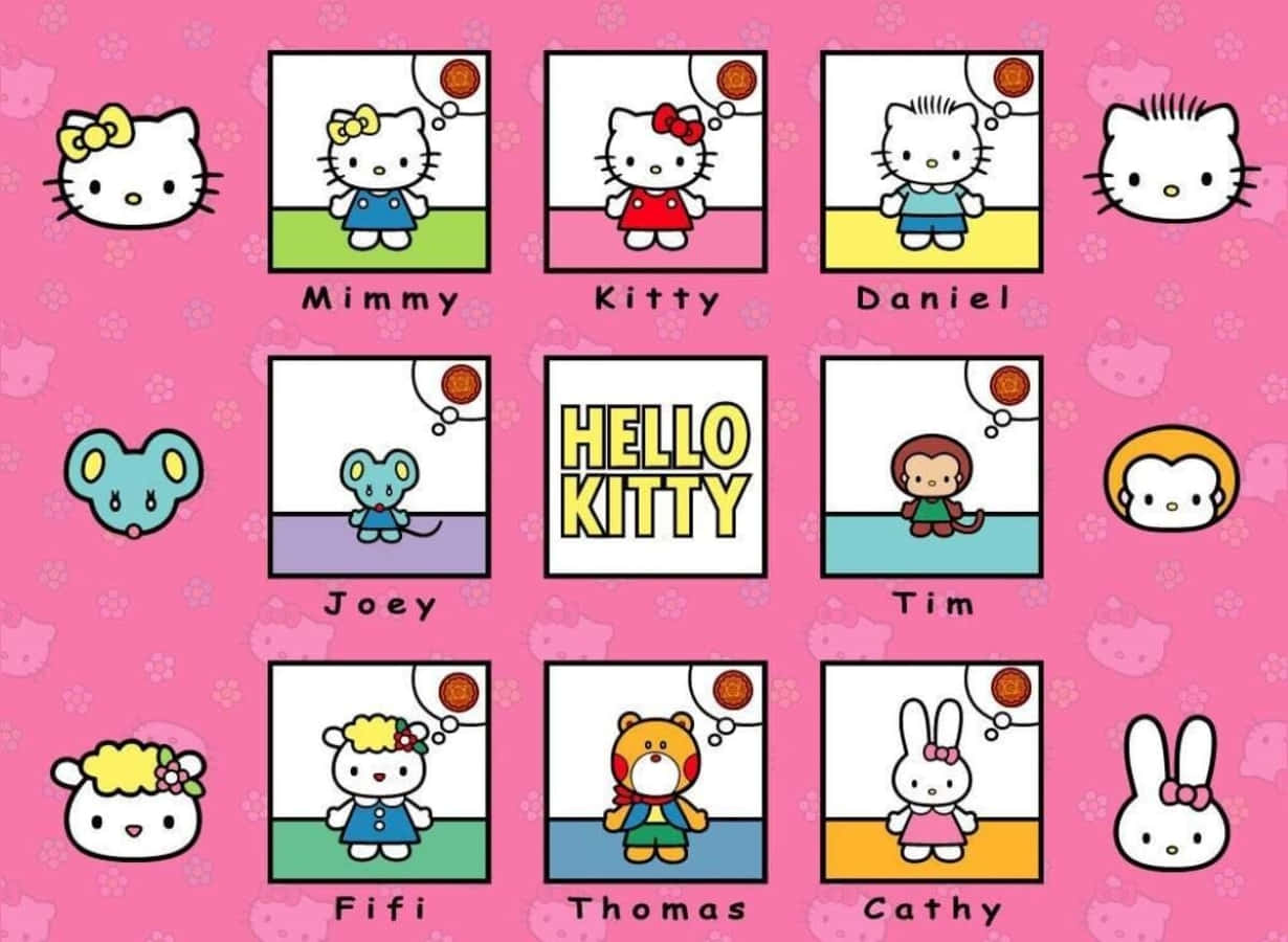 Hello Kitty, Friends, pink wallpaper, SD Desktop Wallpaper