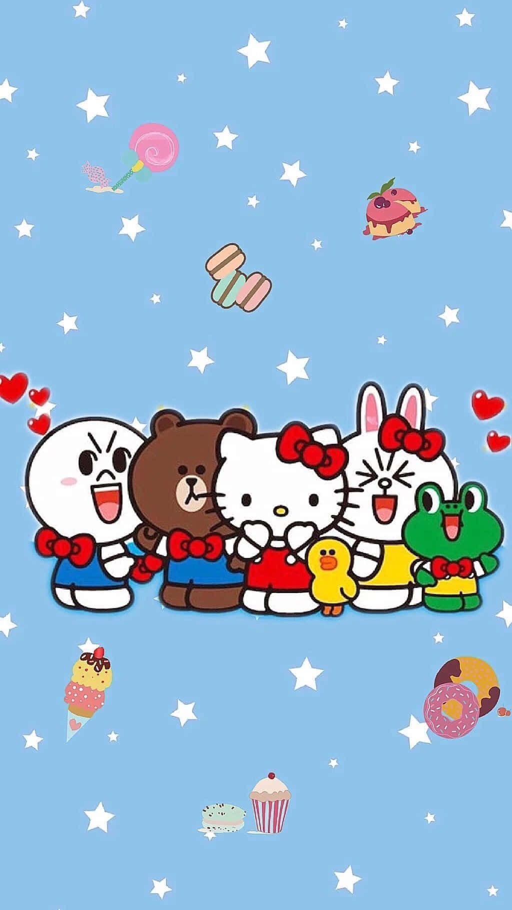 Hello Kitty, red bows, light blue sky, HD Phone Wallpaper