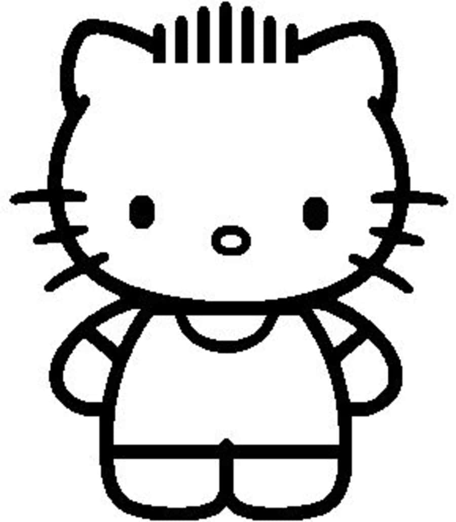 Hello Kitty, black outline, white background, SD Phone Wallpaper