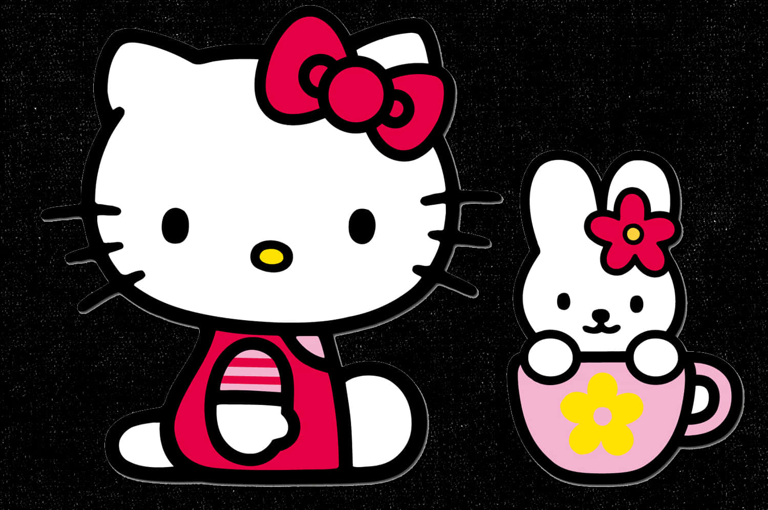 Hello Kitty, friend, black background, HD Desktop Wallpaper
