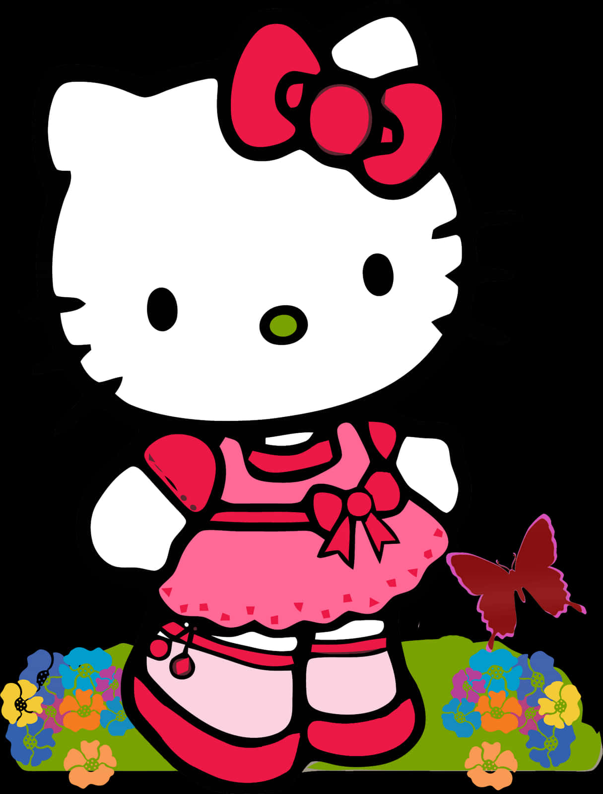 Hello Kitty, red dress, red bow, HD Phone Wallpaper