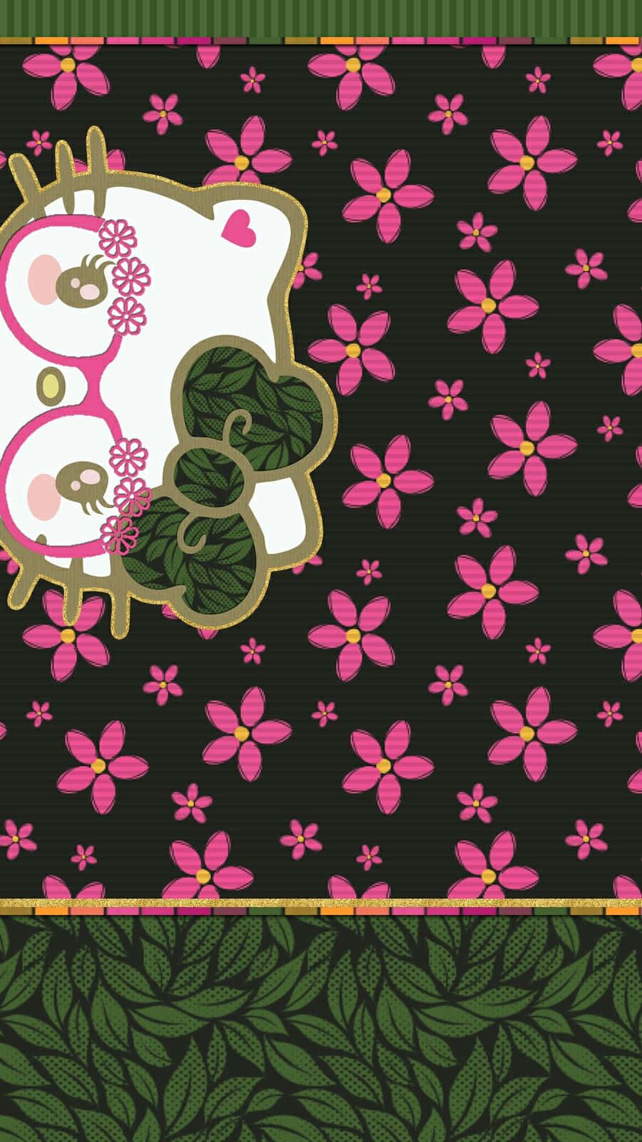Hello Kitty, pink glasses, floral headpiece, HD Phone Wallpaper