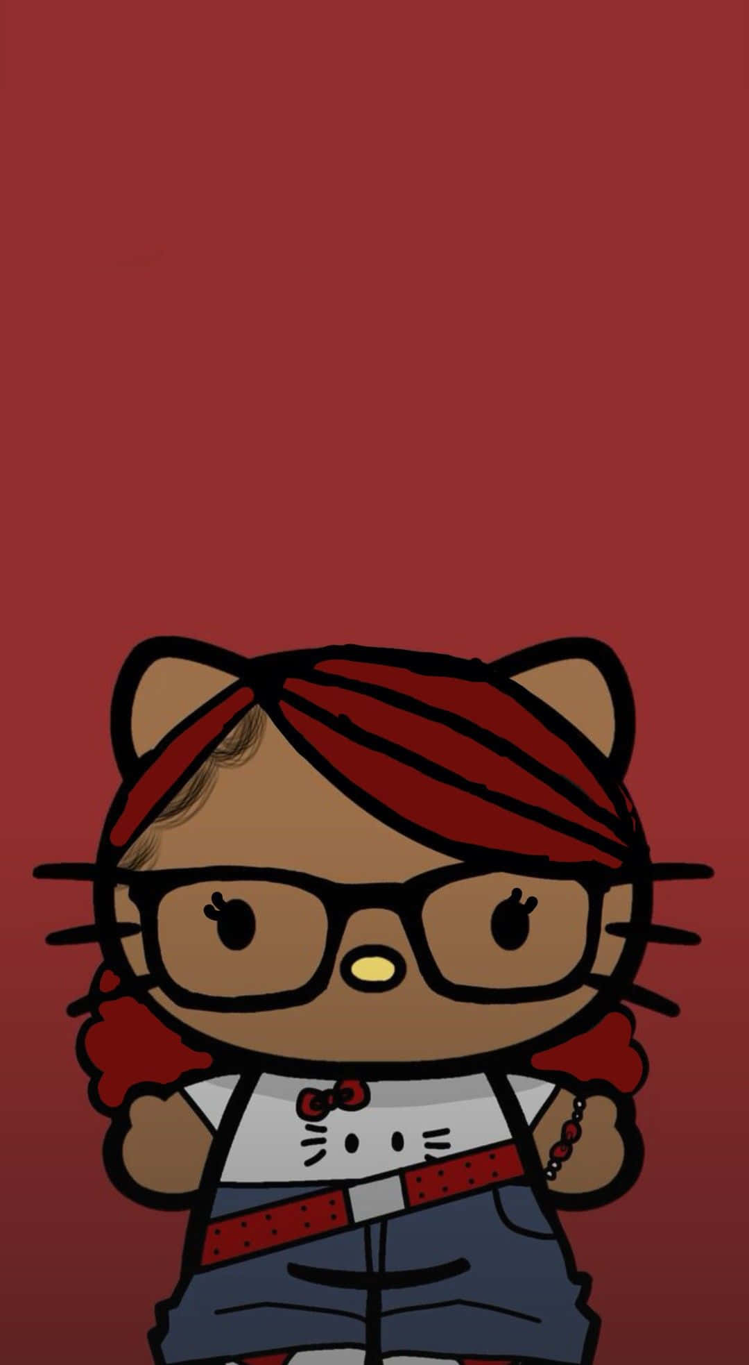 Hello Kitty Baddie, cartoon cat girl, red hair, Full HD Phone Wallpaper