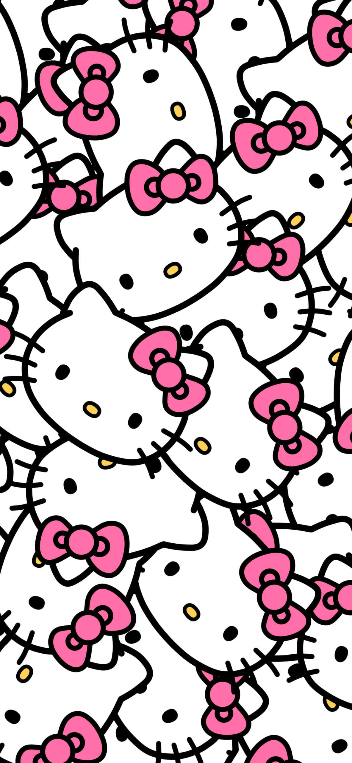 Hello Kitty, pink bows, white background, 2K Phone Wallpaper
