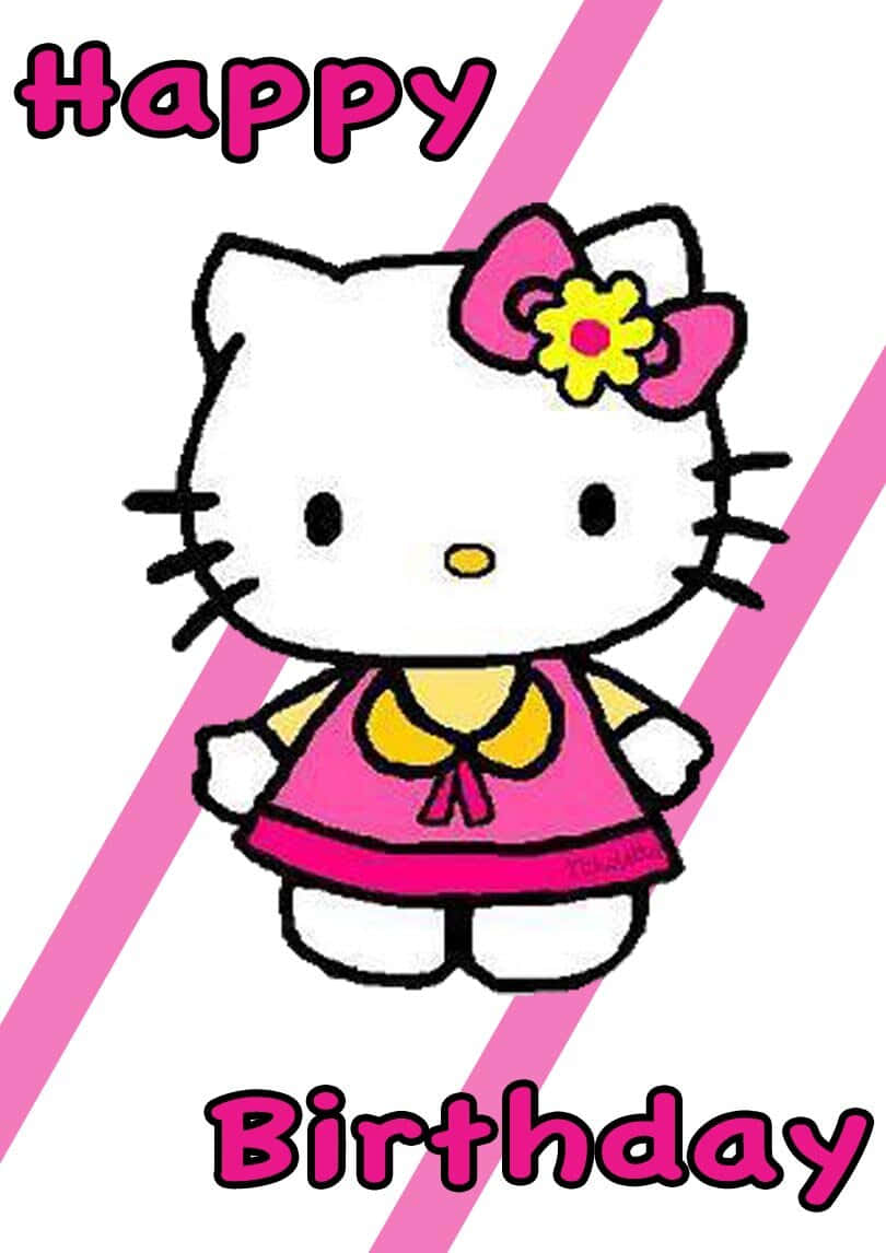 Hello Kitty, pink dress, flower bow, SD Phone Wallpaper