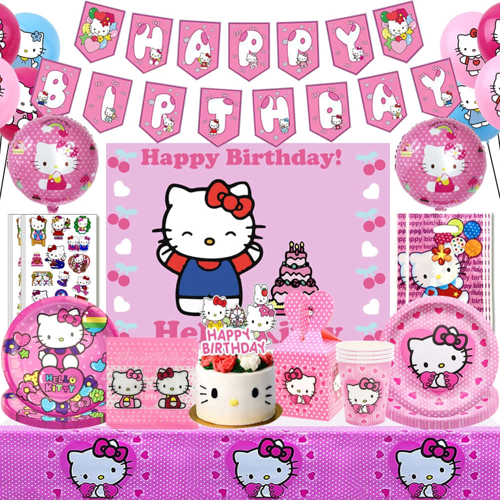Hello Kitty, birthday party, pink, SD Desktop Wallpaper
