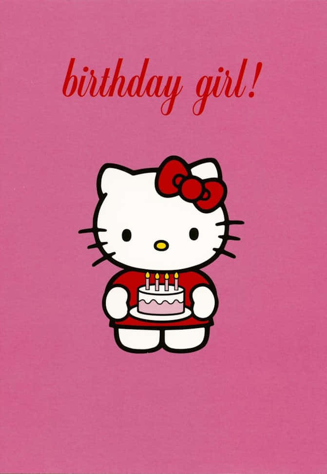 Hello Kitty, red dress, birthday cake, SD Phone Wallpaper