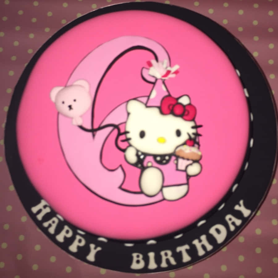 Hello Kitty, pink birthday cake, cupcake, SD Phone Wallpaper