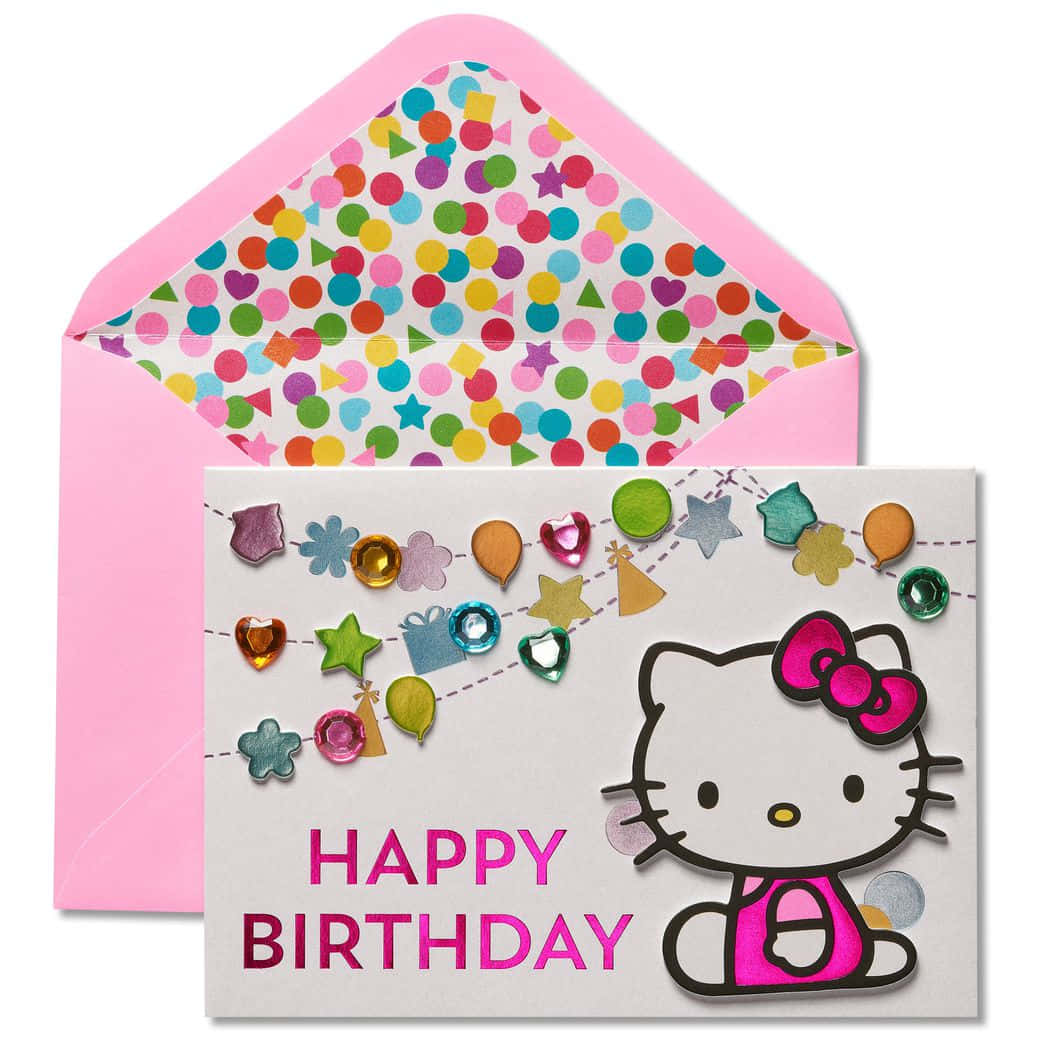 Hello Kitty, birthday card, pink envelope, SD Desktop Wallpaper