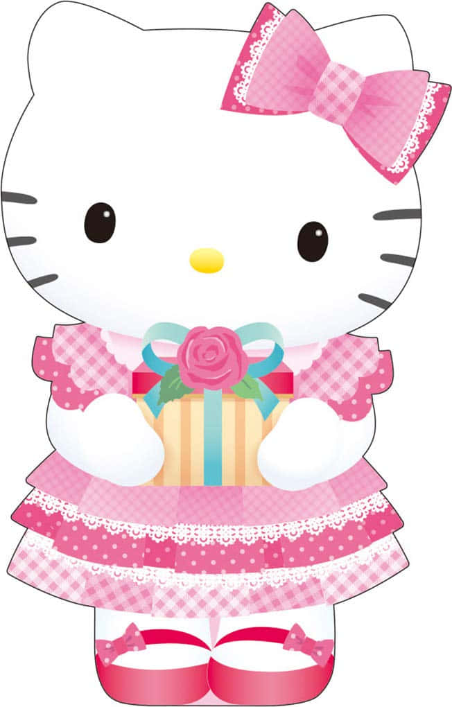 Hello Kitty, pink checkered dress, gift, SD Phone Wallpaper