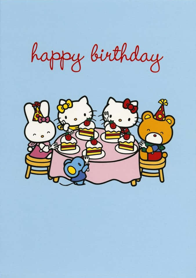 Hello Kitty, birthday, party hats, SD Phone Wallpaper