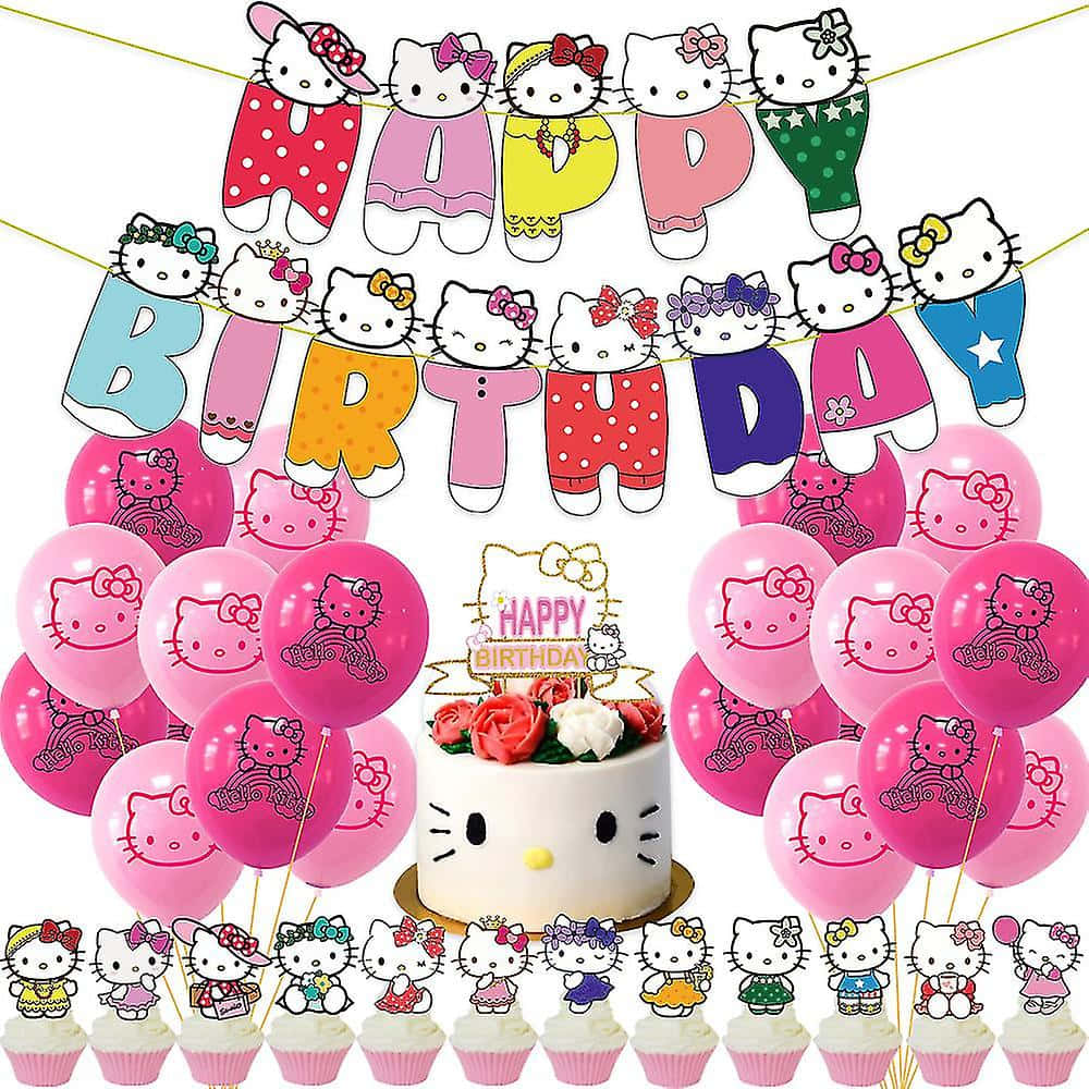 Hello Kitty, birthday party, cake, SD Desktop Wallpaper