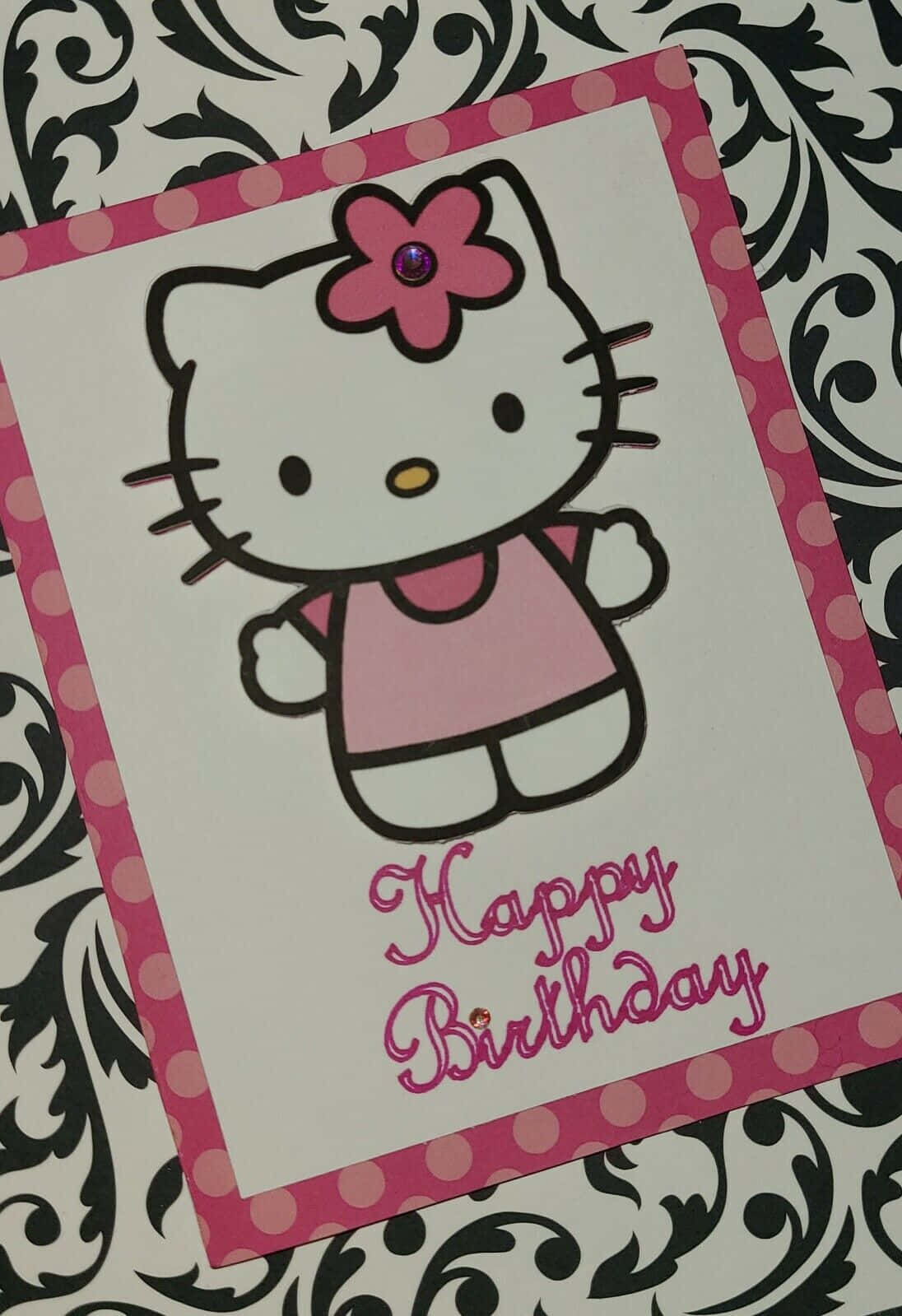 Hello Kitty, birthday card, pink bordered, HD Phone Wallpaper