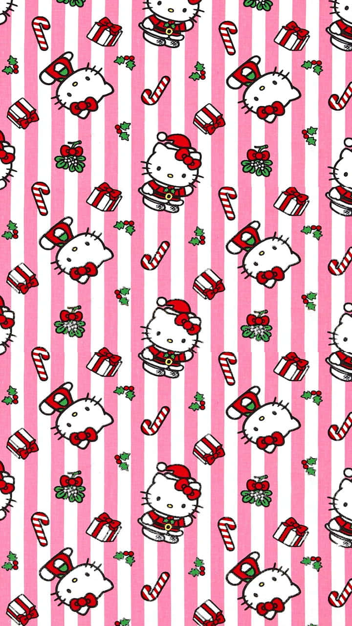 Hello Kitty, Christmas outfits, candy canes, HD Phone Wallpaper