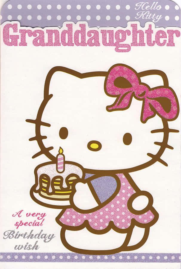 Hello Kitty, pink polka dot dress, birthday cake, SD Phone Wallpaper