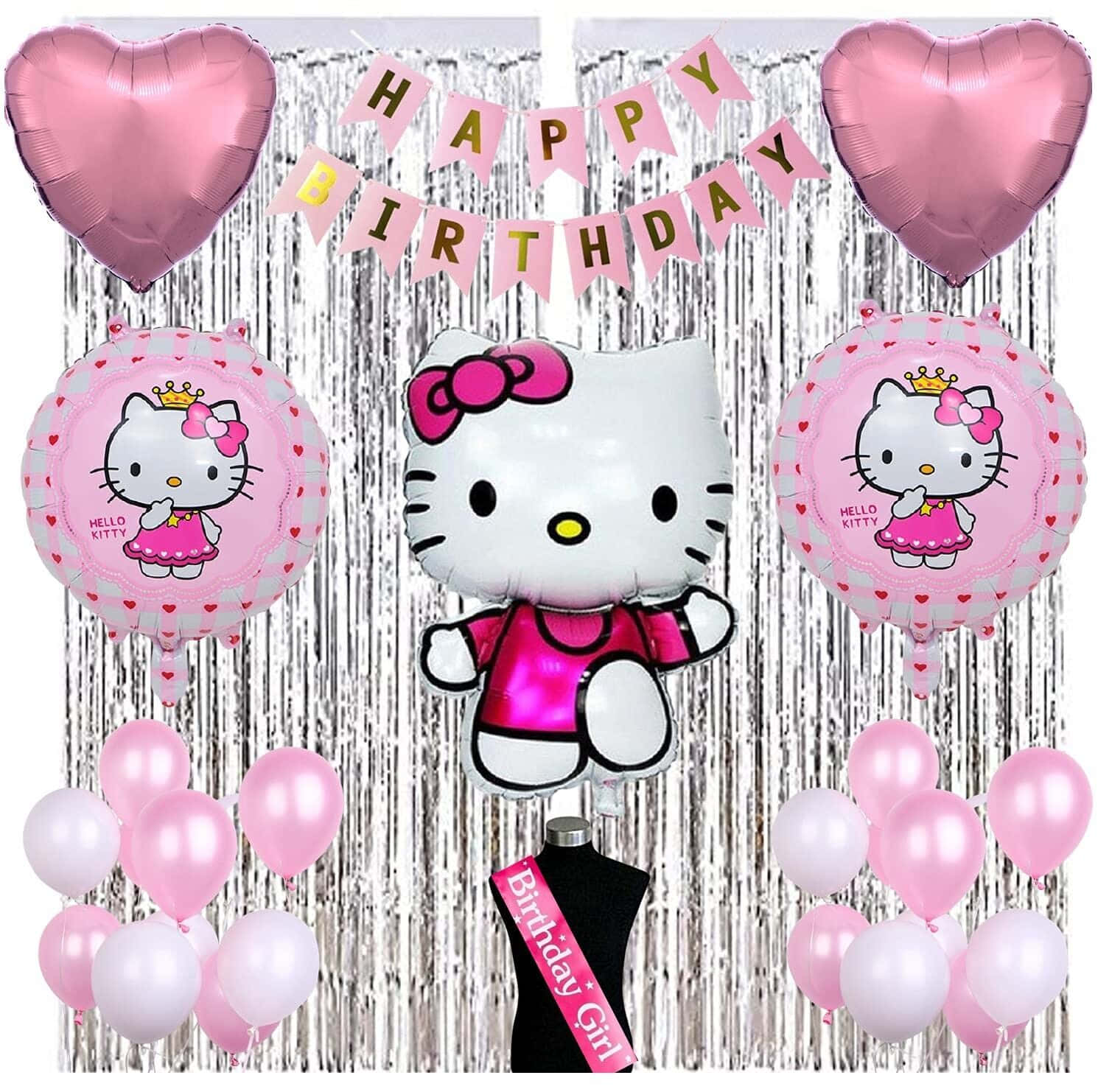 Hello Kitty, Happy Birthday, pink, HD Desktop Wallpaper
