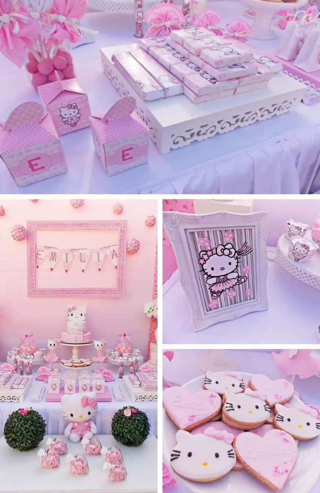 Hello Kitty, pink, party, SD Phone Wallpaper