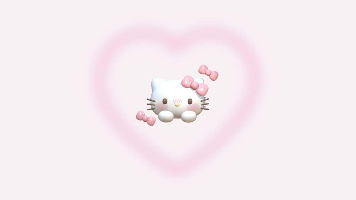 Hello Kitty, pink bows, glowing pink heart, SD Desktop Wallpaper