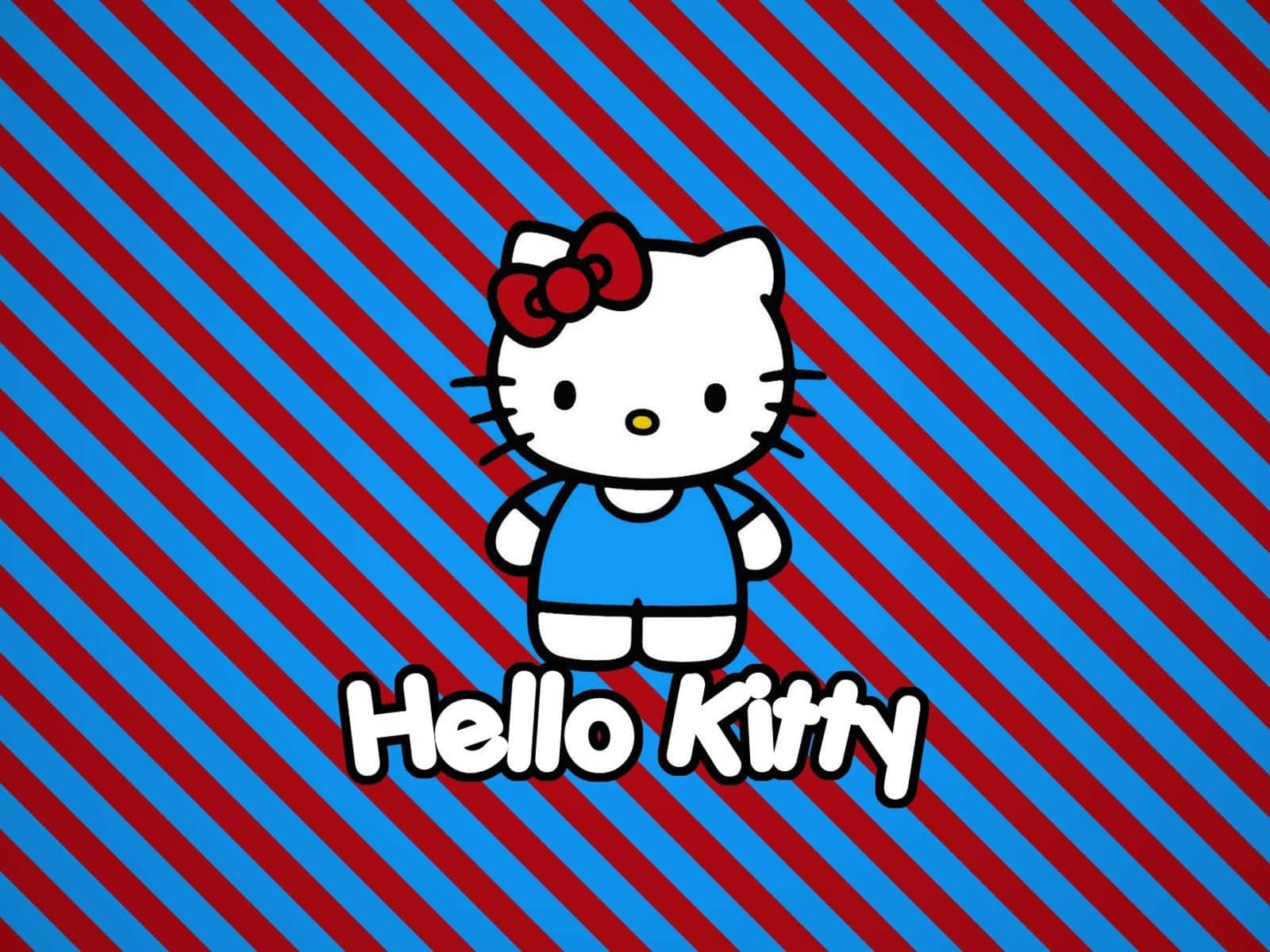 Hello Kitty, red bow, blue outfit, HD Desktop Wallpaper