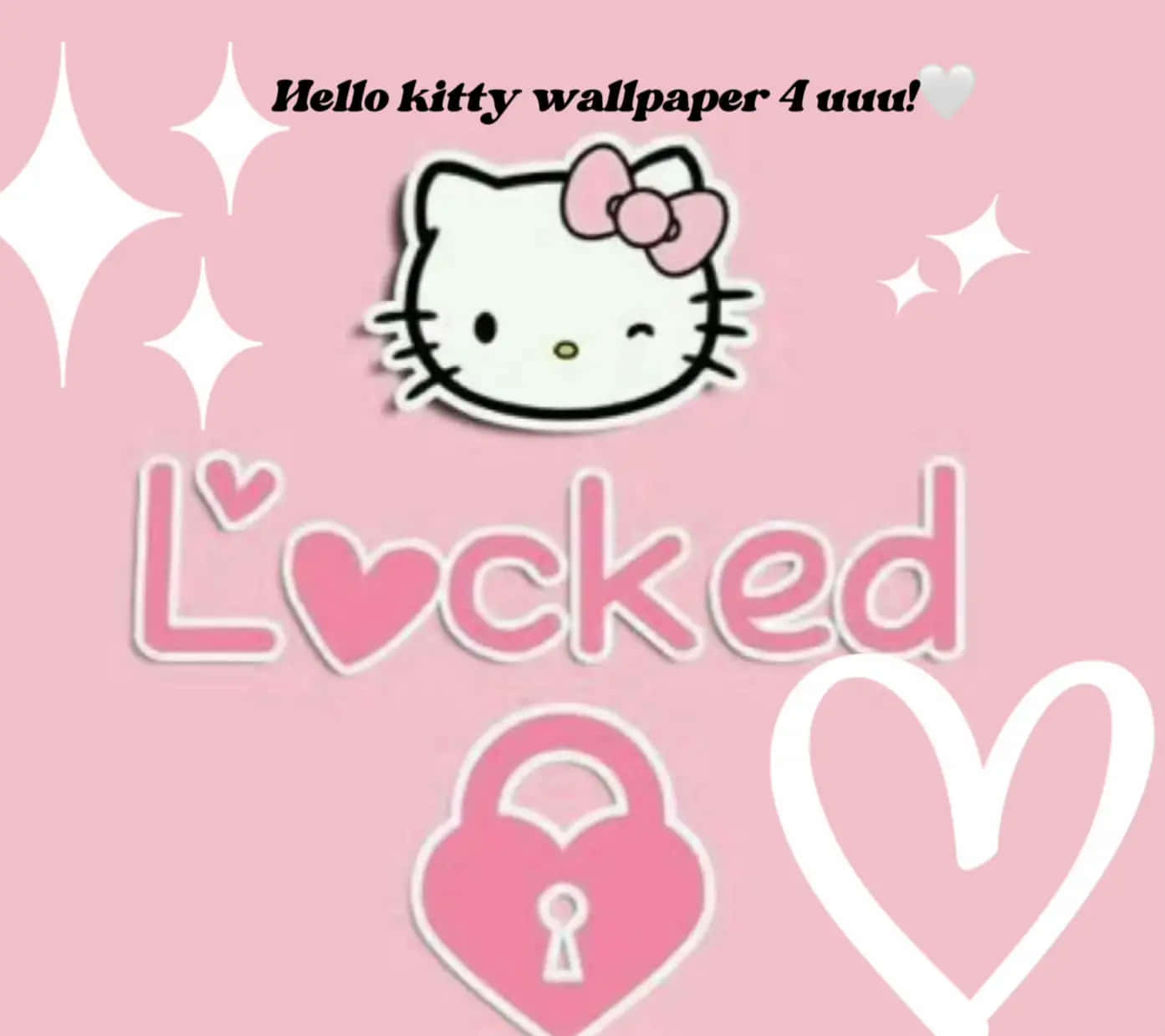 Hello Kitty, heart-shaped lock, sparkling stars, HD Desktop Wallpaper