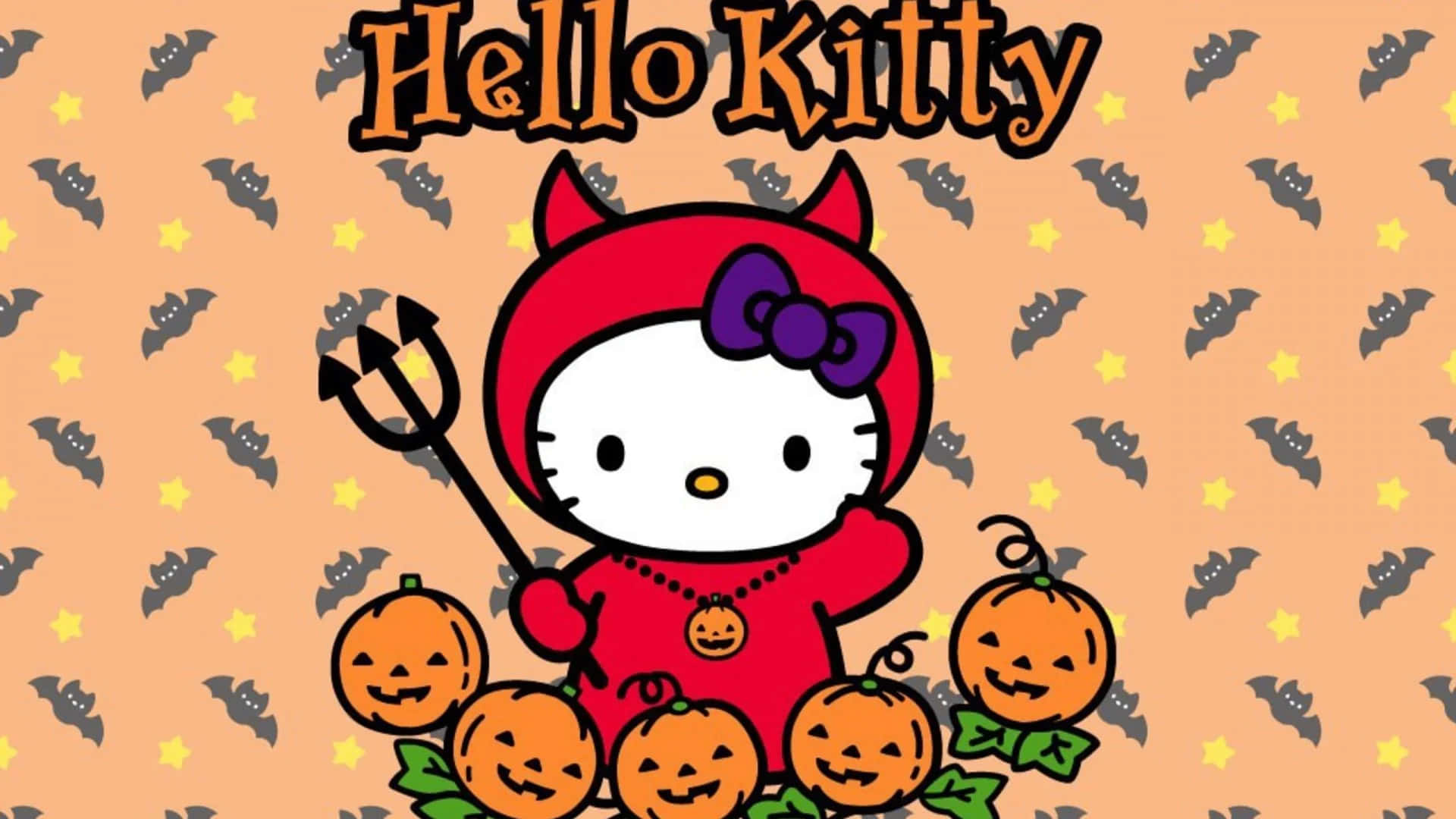 Hello Kitty, Halloween Theme, devil, Full HD Desktop Wallpaper