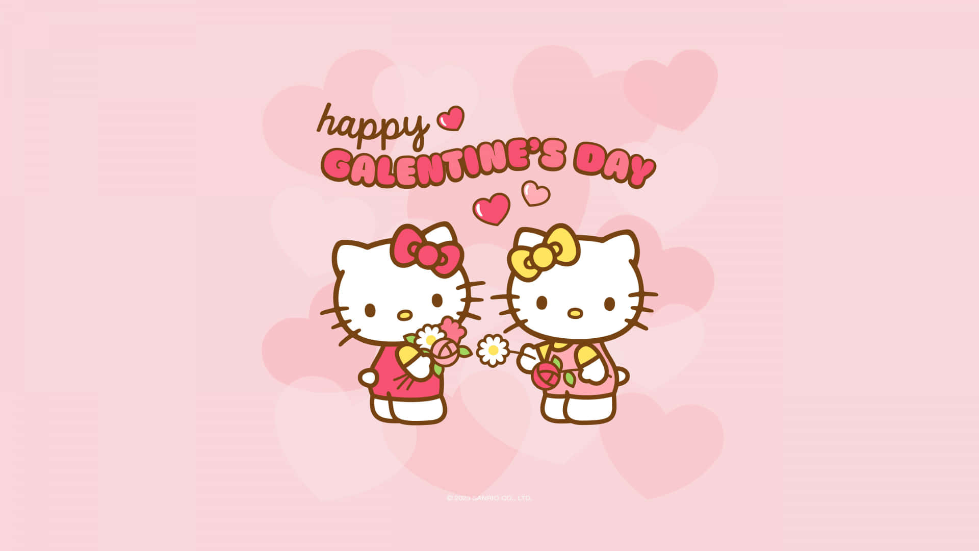 Hello Kitty, Galentine's Day, pink and yellow outfits, Full HD Desktop Wallpaper