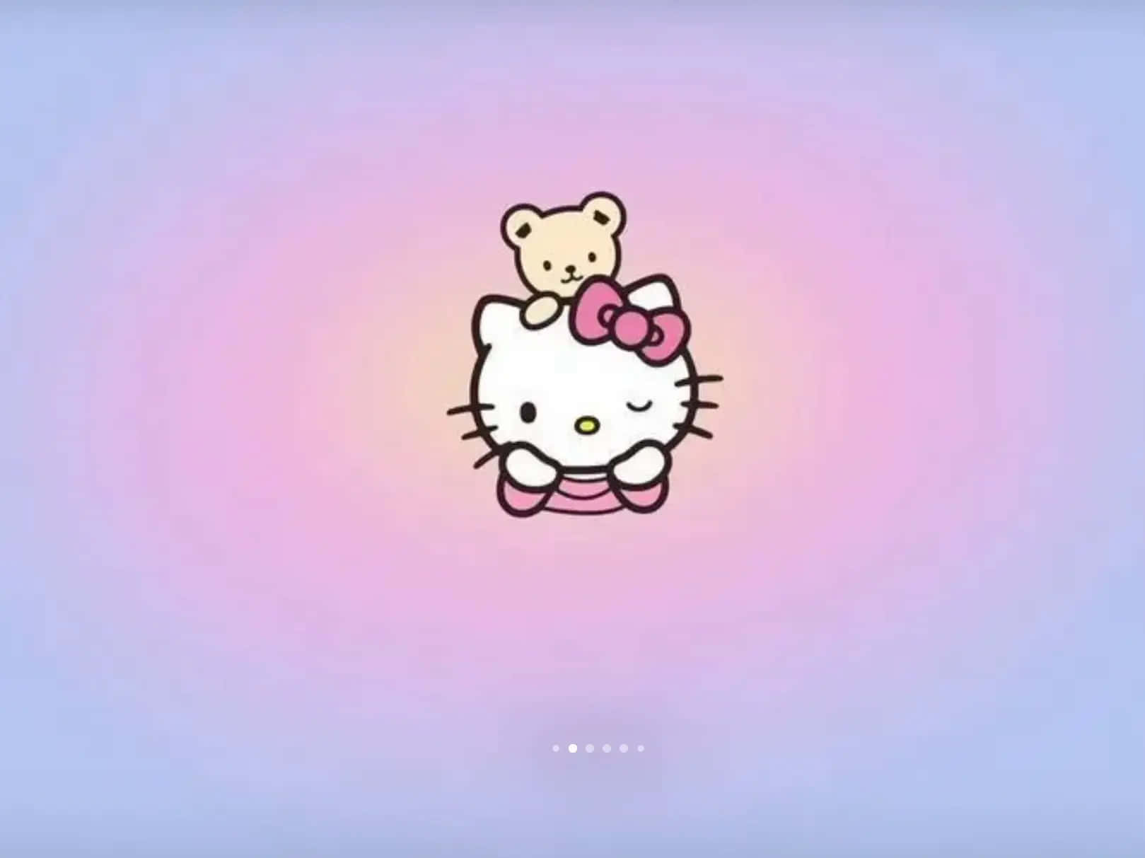 Hello Kitty, teddy bear, soft pink and blue gradient background, HD Desktop Wallpaper
