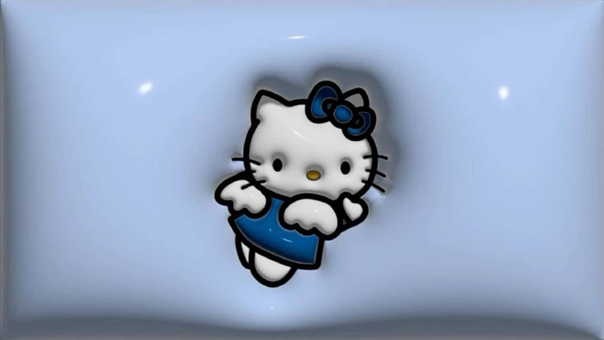 Hello Kitty, glossy white, blue bow, Full HD Desktop Wallpaper