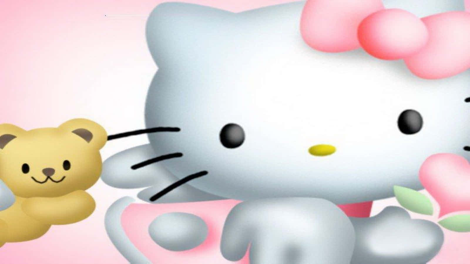 Hello Kitty, pink bow, pink flower, HD Desktop Wallpaper