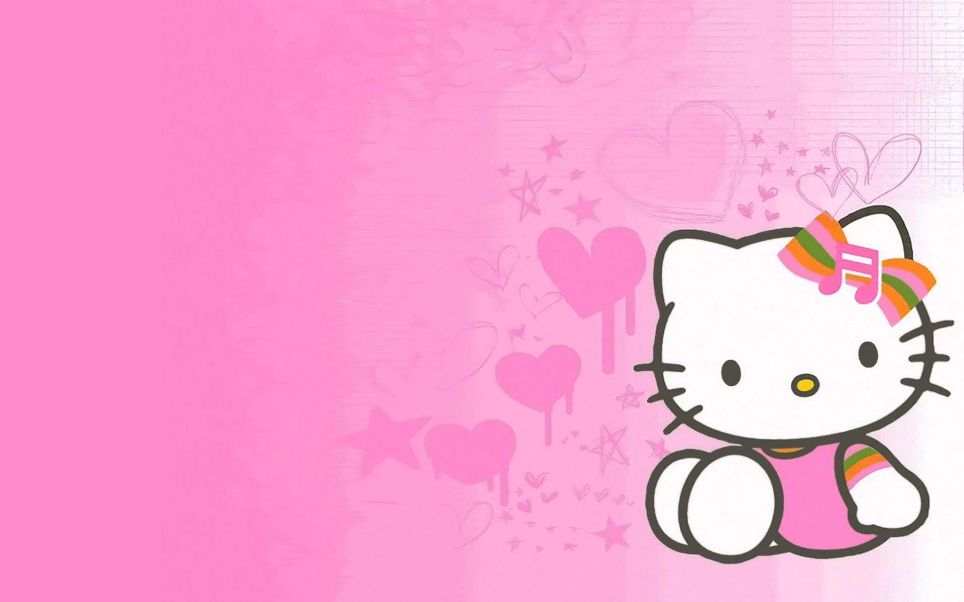 Hello Kitty, pink, hearts, Full HD Desktop Wallpaper