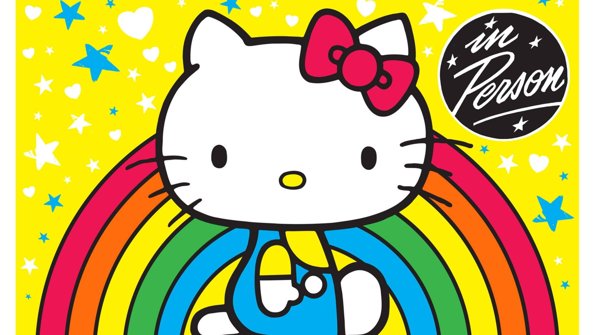 Hello Kitty, rainbow, blue overalls, Full HD Desktop Wallpaper