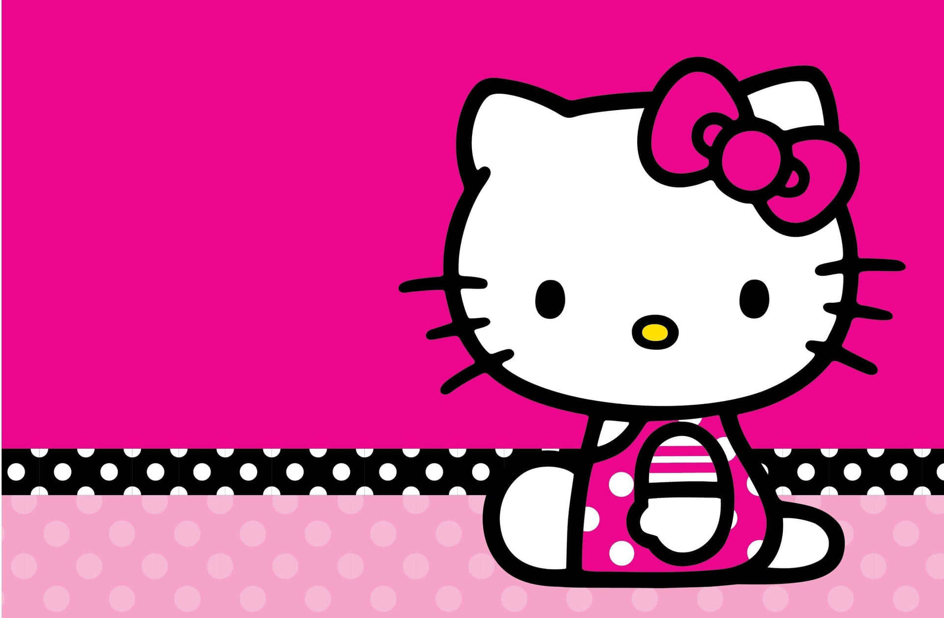 Hello Kitty, pink polka dots, magenta background, Full HD Desktop Wallpaper