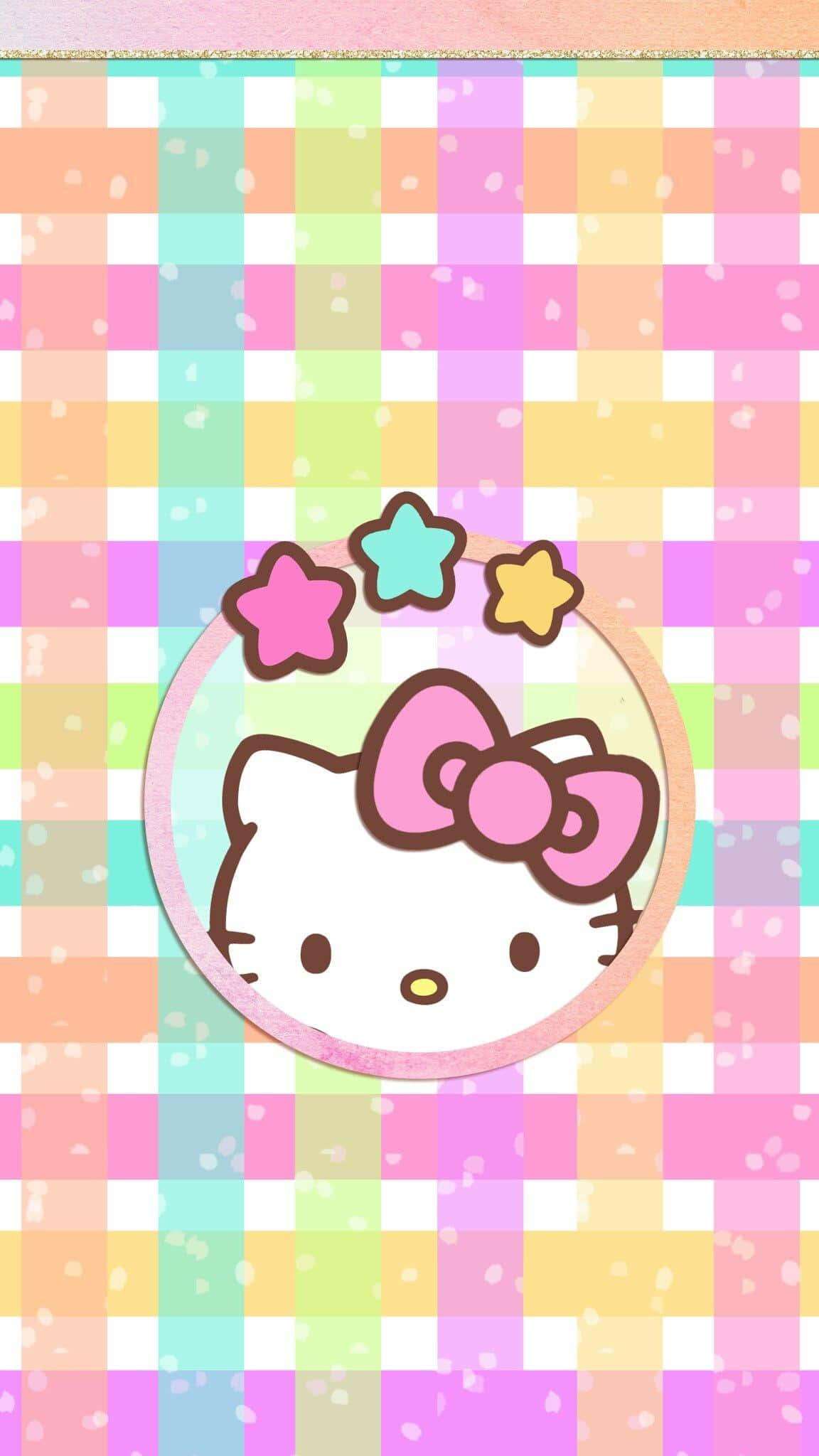 Hello Kitty, pink bow, colorful stars, Full HD Phone Wallpaper