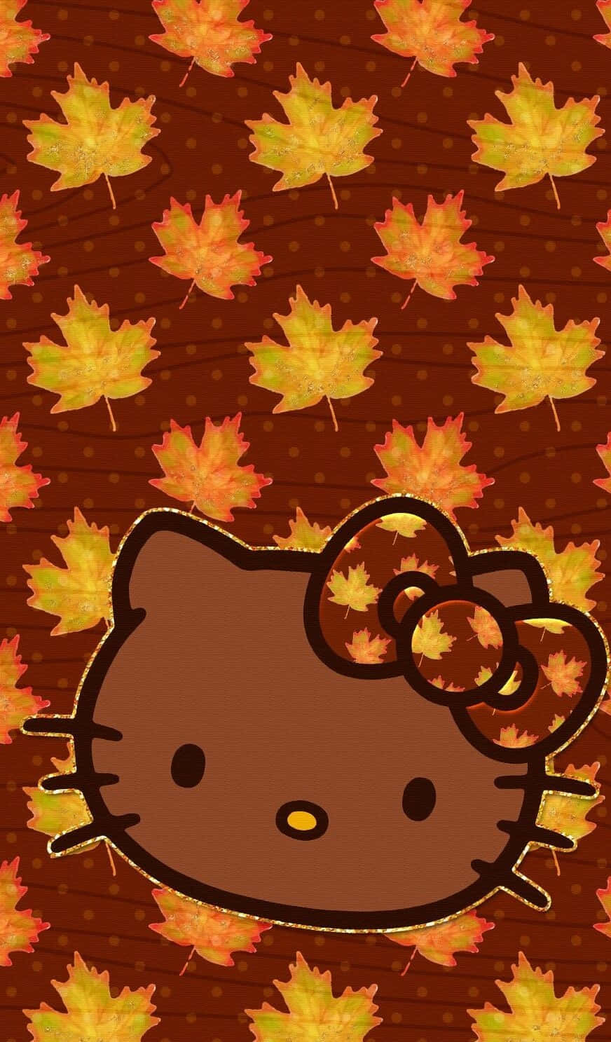 Hello Kitty, maple leaf bow, autumn leaves, HD Phone Wallpaper