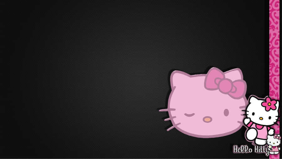 Hello Kitty, pink bow, textured black background, SD Desktop Wallpaper