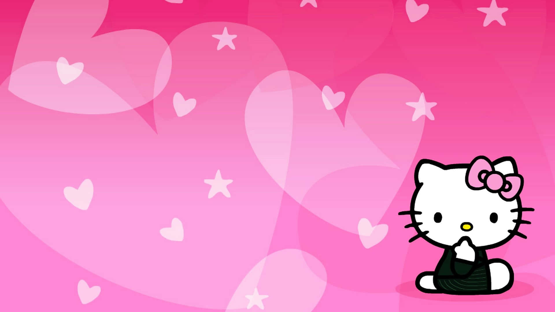 Hello Kitty, pink hearts, vibrant pink background, Full HD Desktop Wallpaper