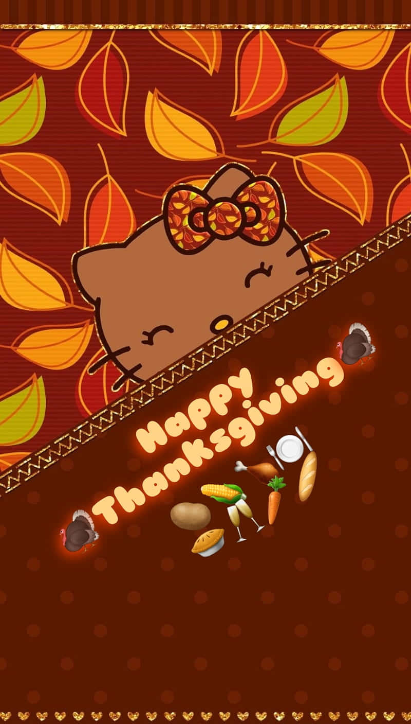 Hello Kitty, Thanksgiving, autumn leaves bow, HD Phone Wallpaper