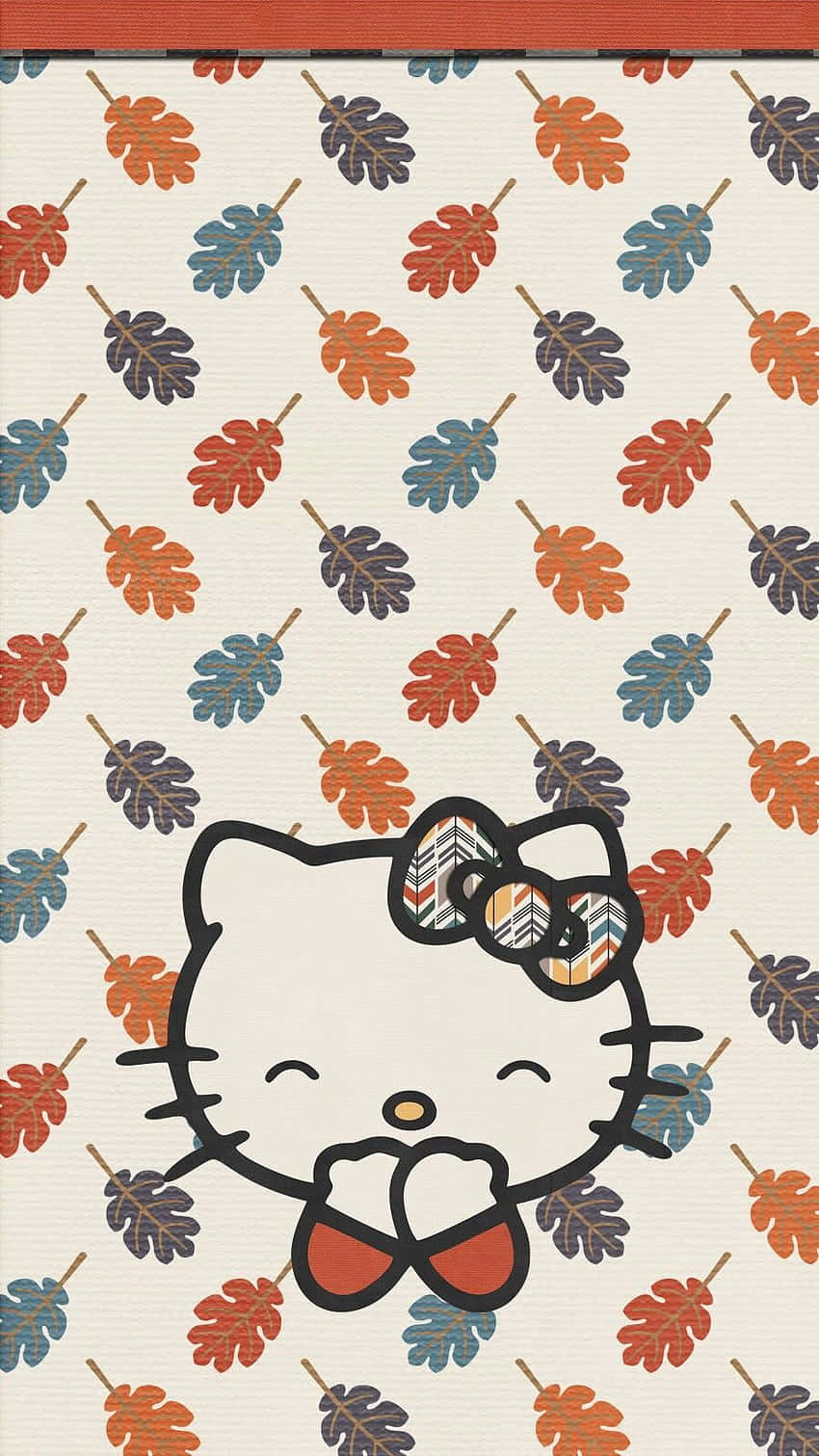 Hello Kitty, autumn leaves pattern, warm tones, HD Phone Wallpaper