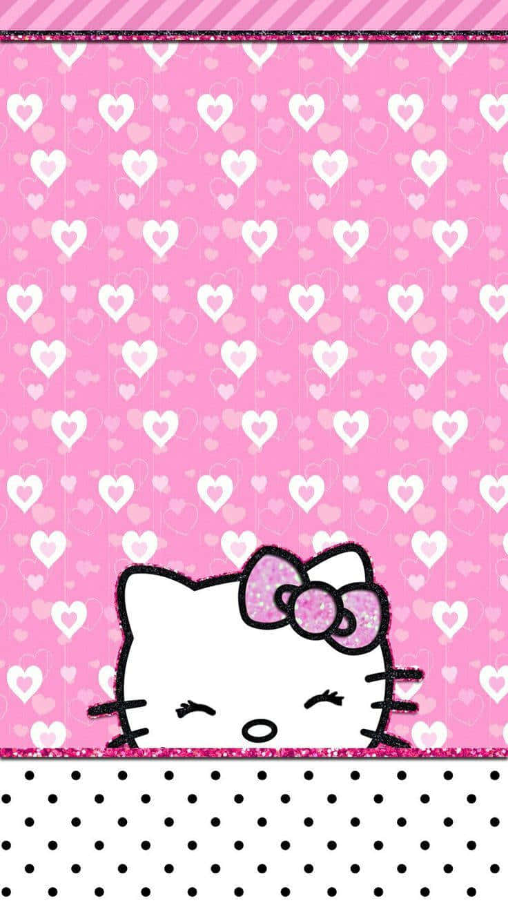 Hello Kitty, pink hearts pattern, glittery pink border, HD Phone Wallpaper